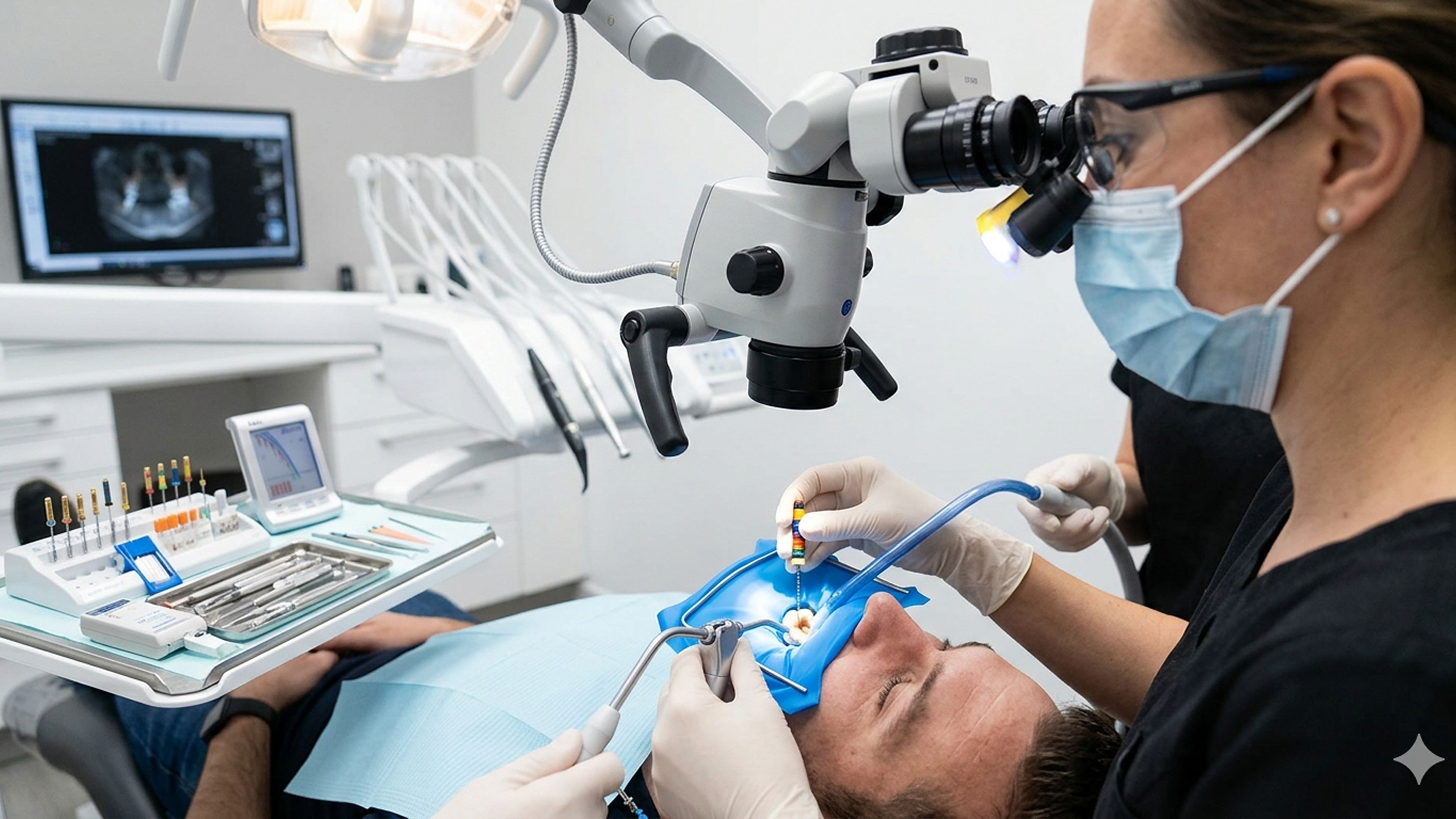 Trattamento endodontico eseguito al microscopio operatorio nello studio dentistico di Mirano